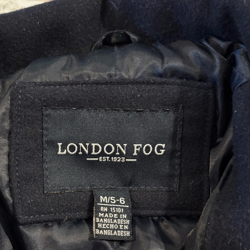London Fog Kids Navy Pea Coat Size M 5/6 Double Breasted - Picture 7 of 8